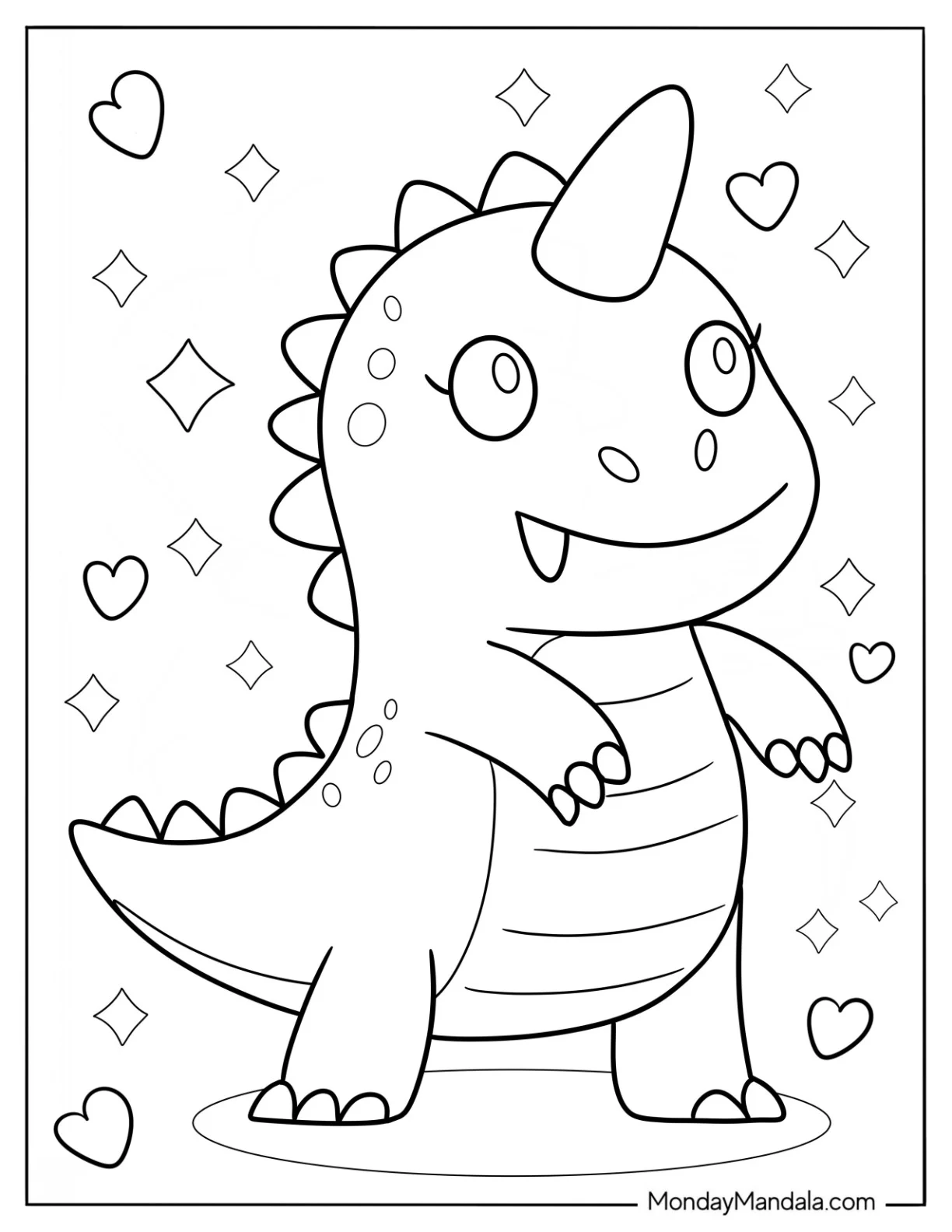 Cute Coloring Page Smiling Dinosaur coloring page