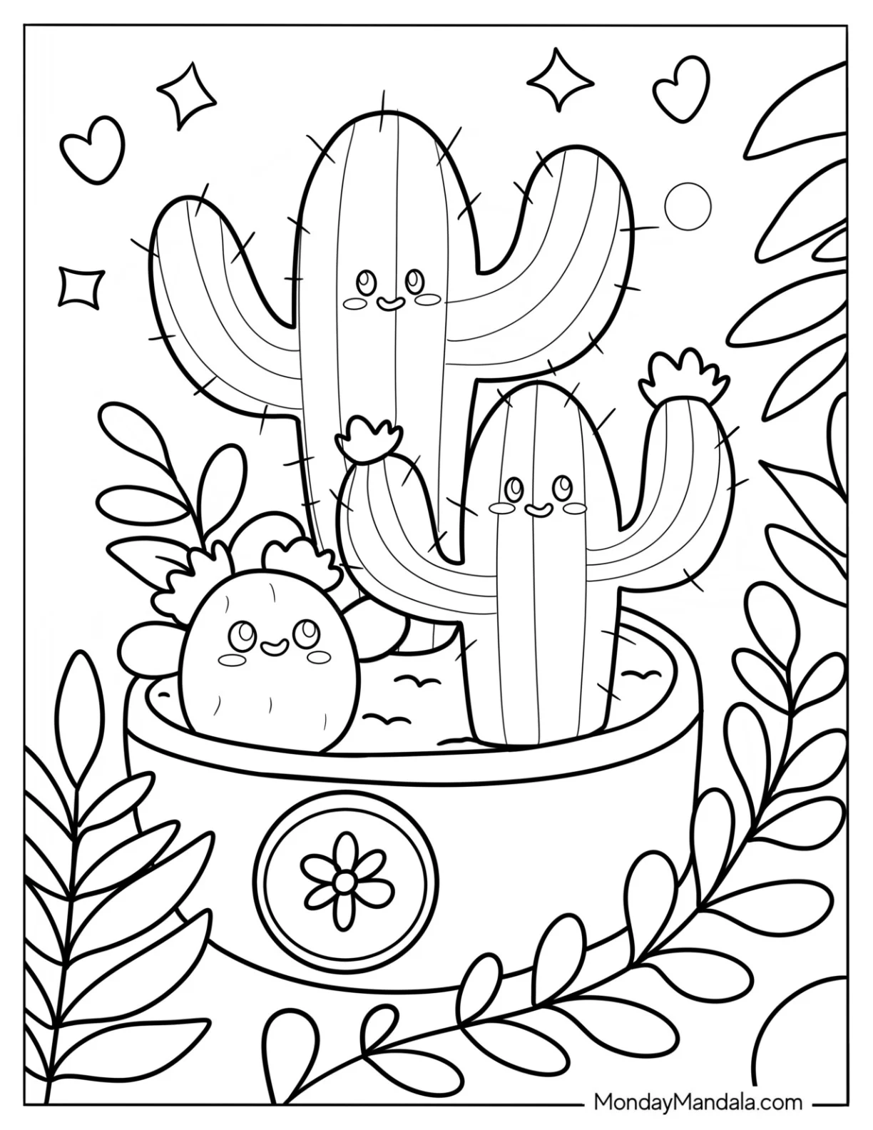 Cute Coloring Page Succulents In A Pot coloring page