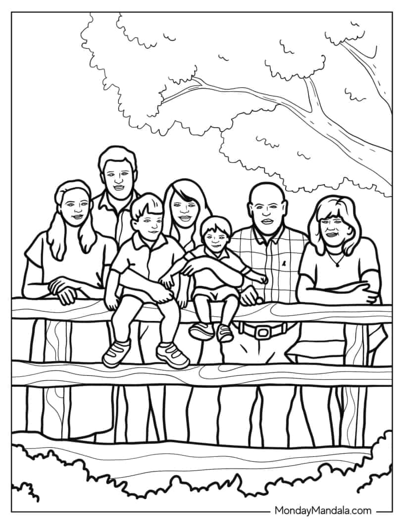 Coloring Page Of An Extended Family coloring page