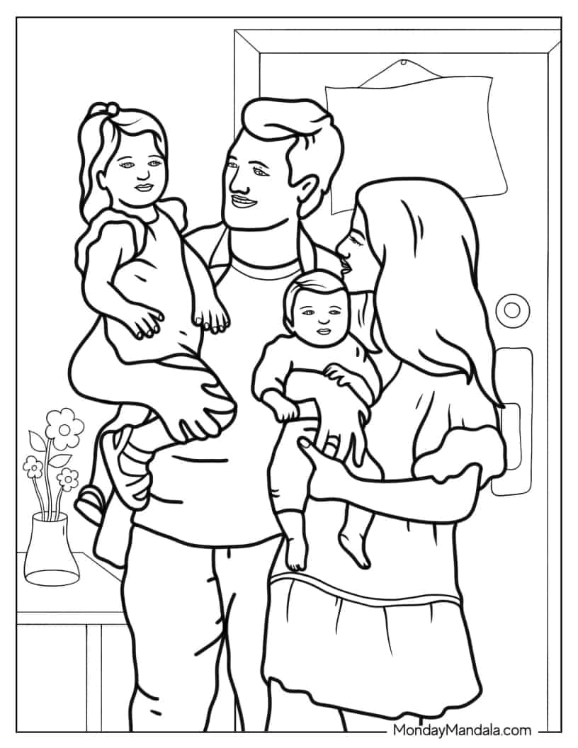 Coloring Picture Of Happy Family coloring page