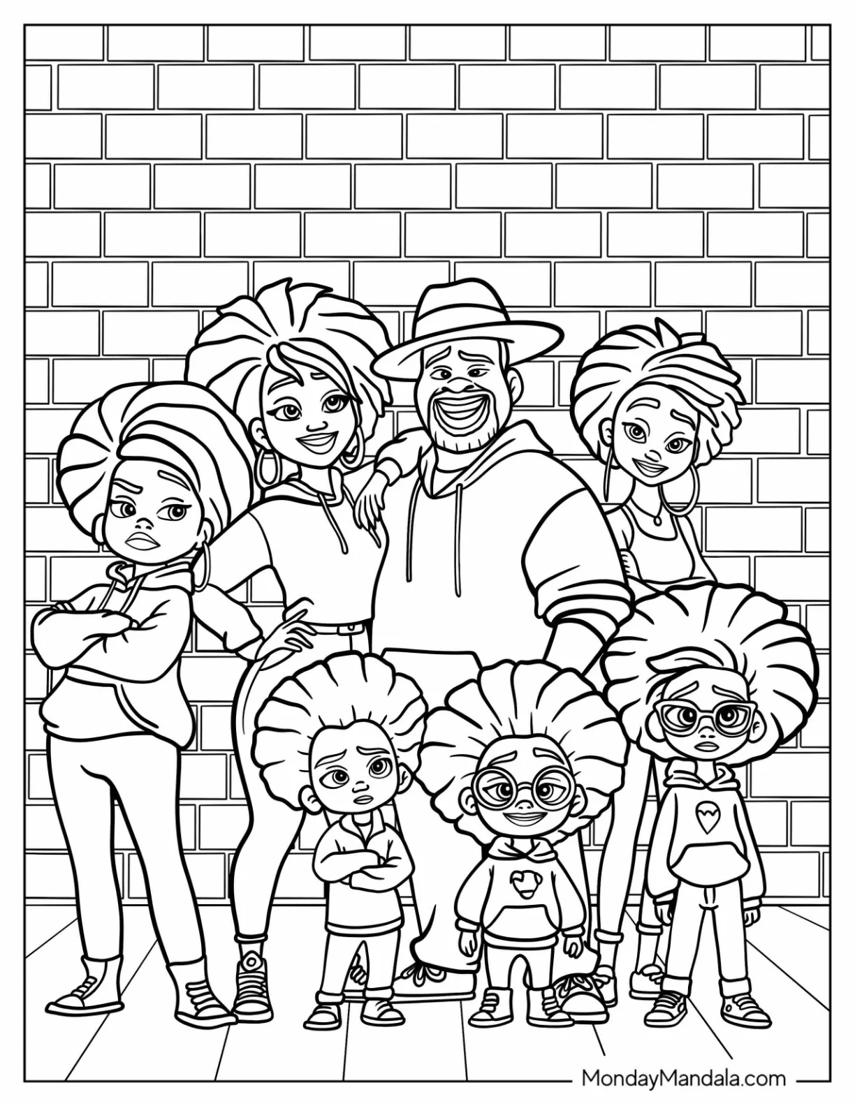 Cool Black Family Coloring Page For Kids coloring page