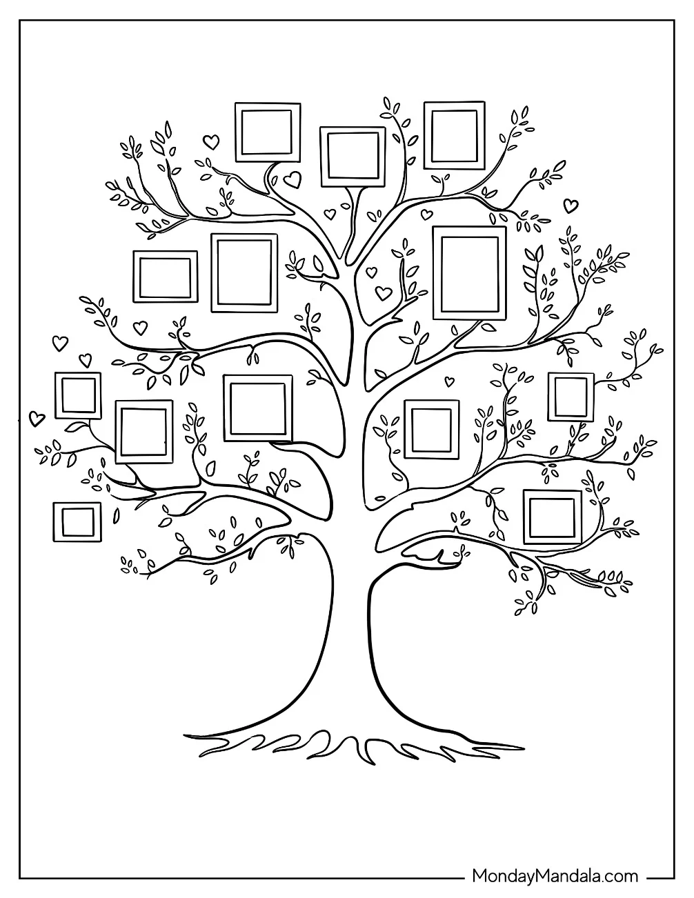 Family Coloring Page Of Beautiful Blank Tree coloring page