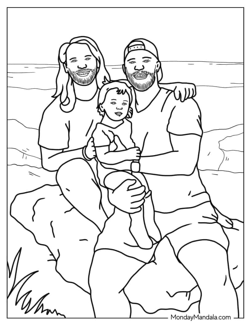 Gay Married Couple Family To Color coloring page