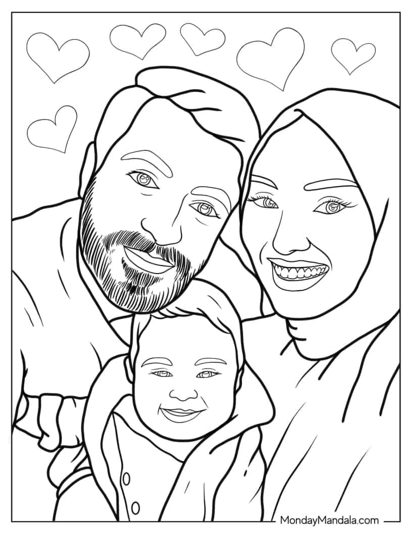 Mother And Dad With Child Coloring Sheet coloring page