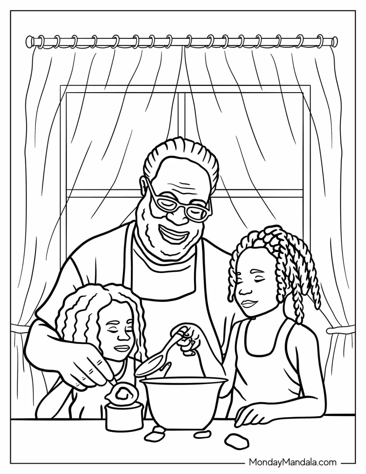 Realistic Black Family Coloring Page Cooking coloring page