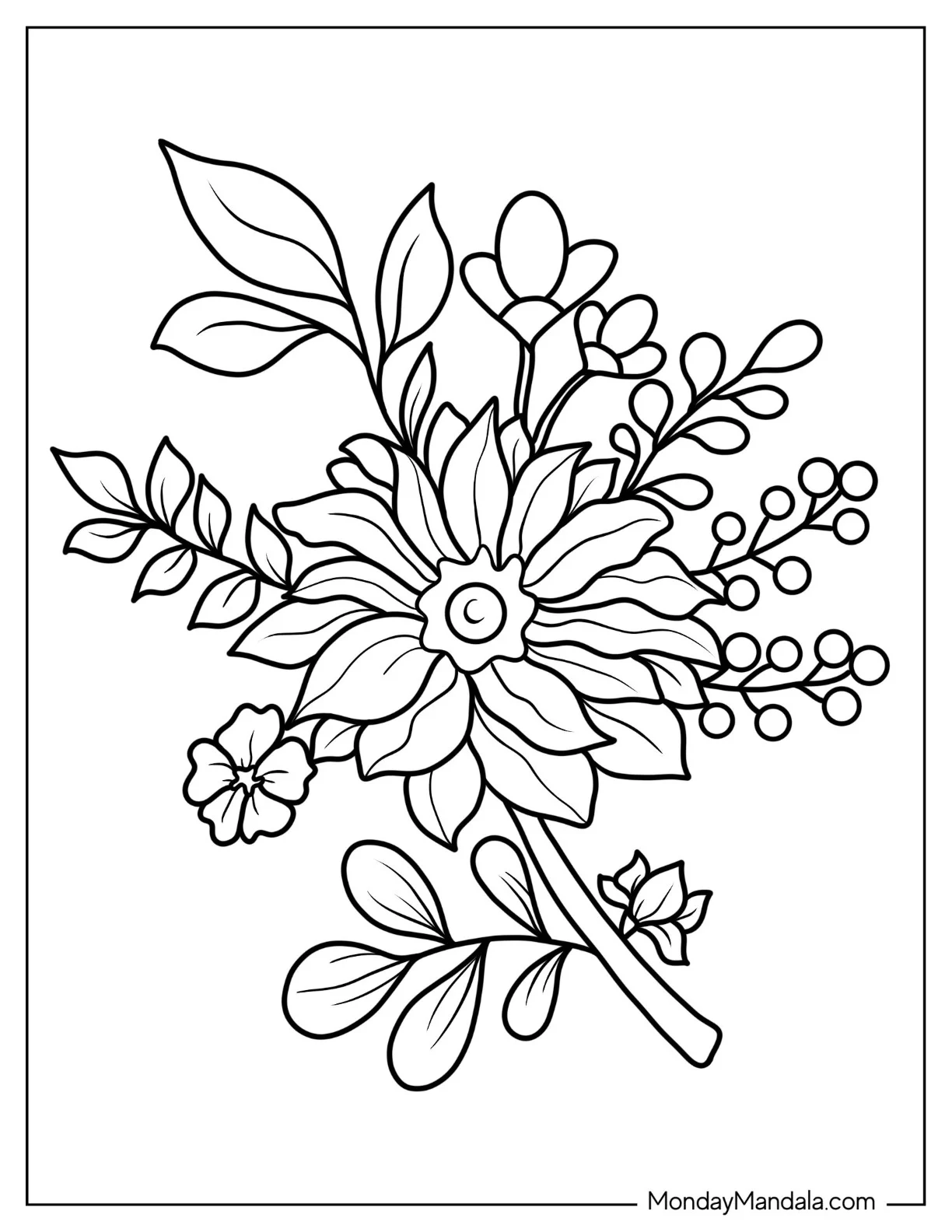 Flower Coloring Pages Of Pretty Daisies coloring page — printable line art