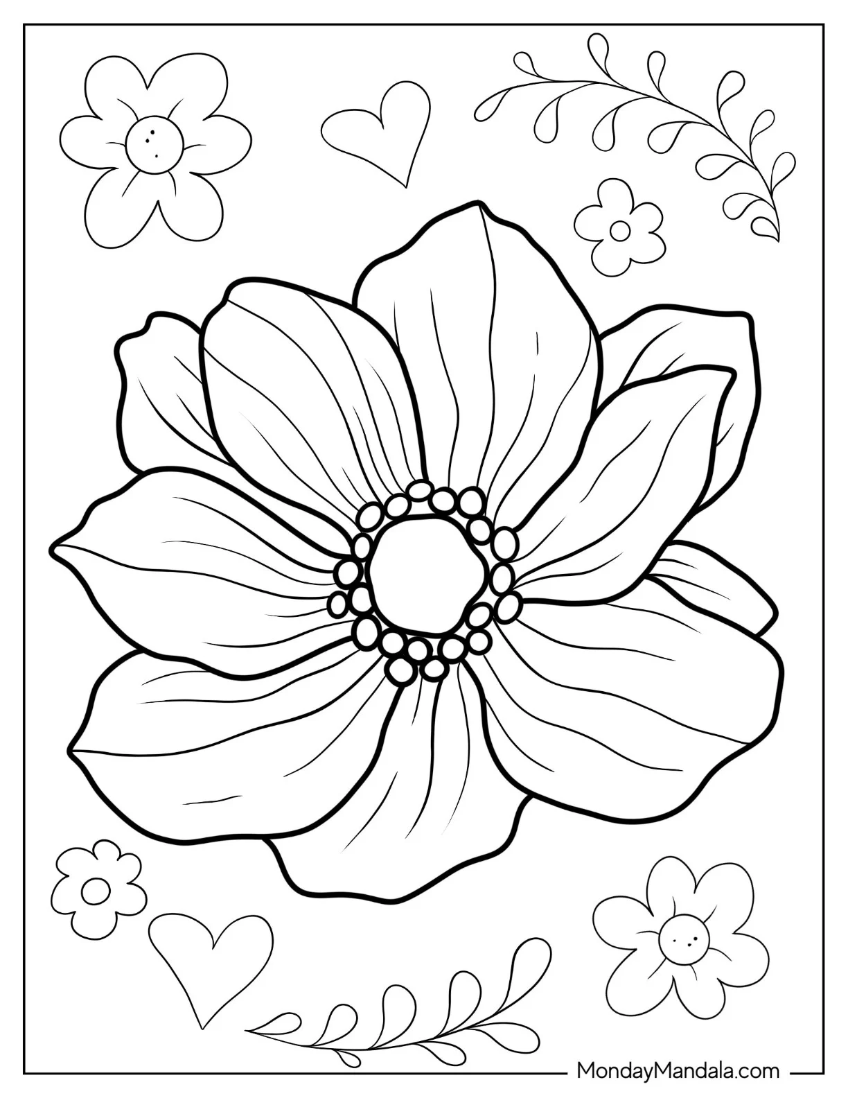 Flower Coloring Pages Of Realistic Anemone For Adults coloring page