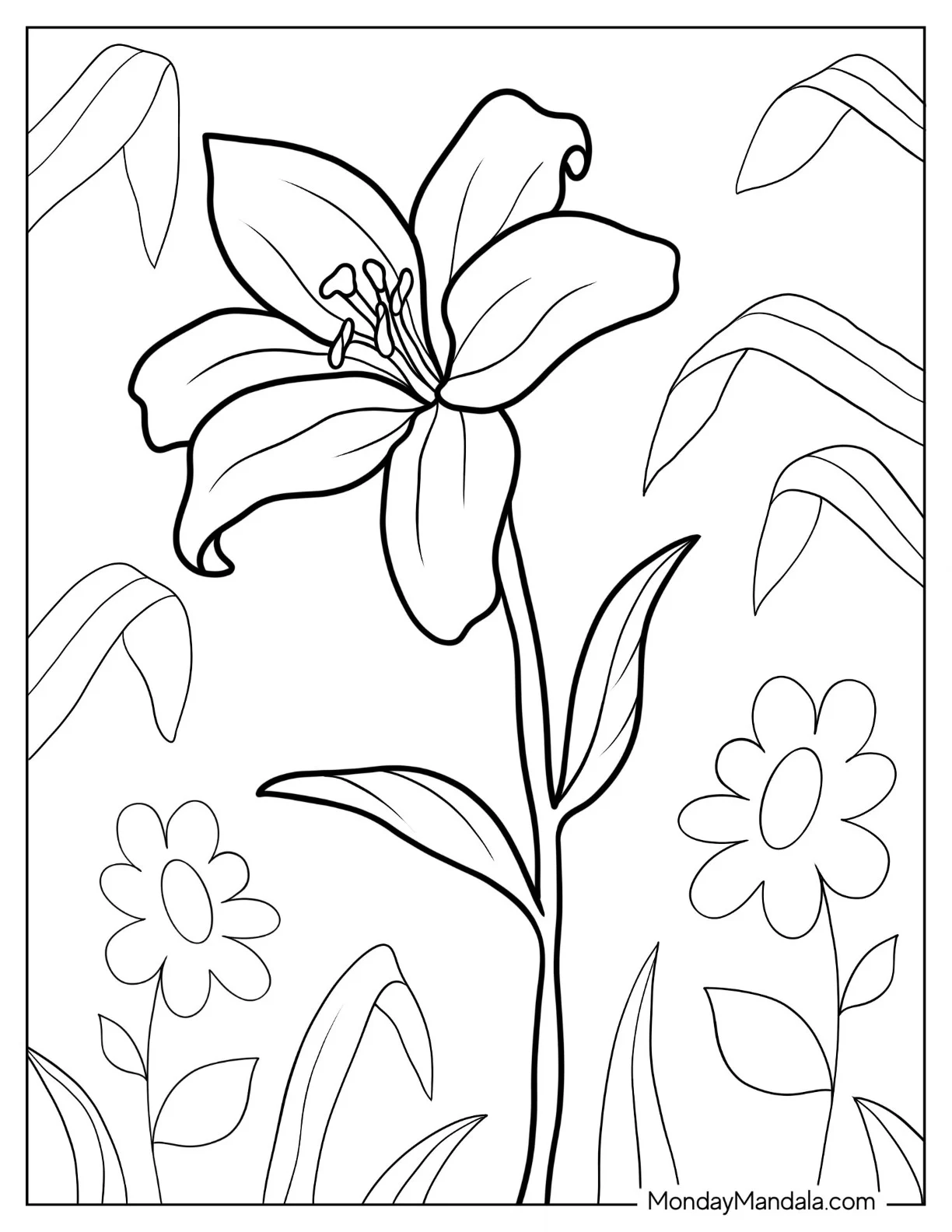 Flower Coloring Pages Of Single Easter Lily Flower coloring page