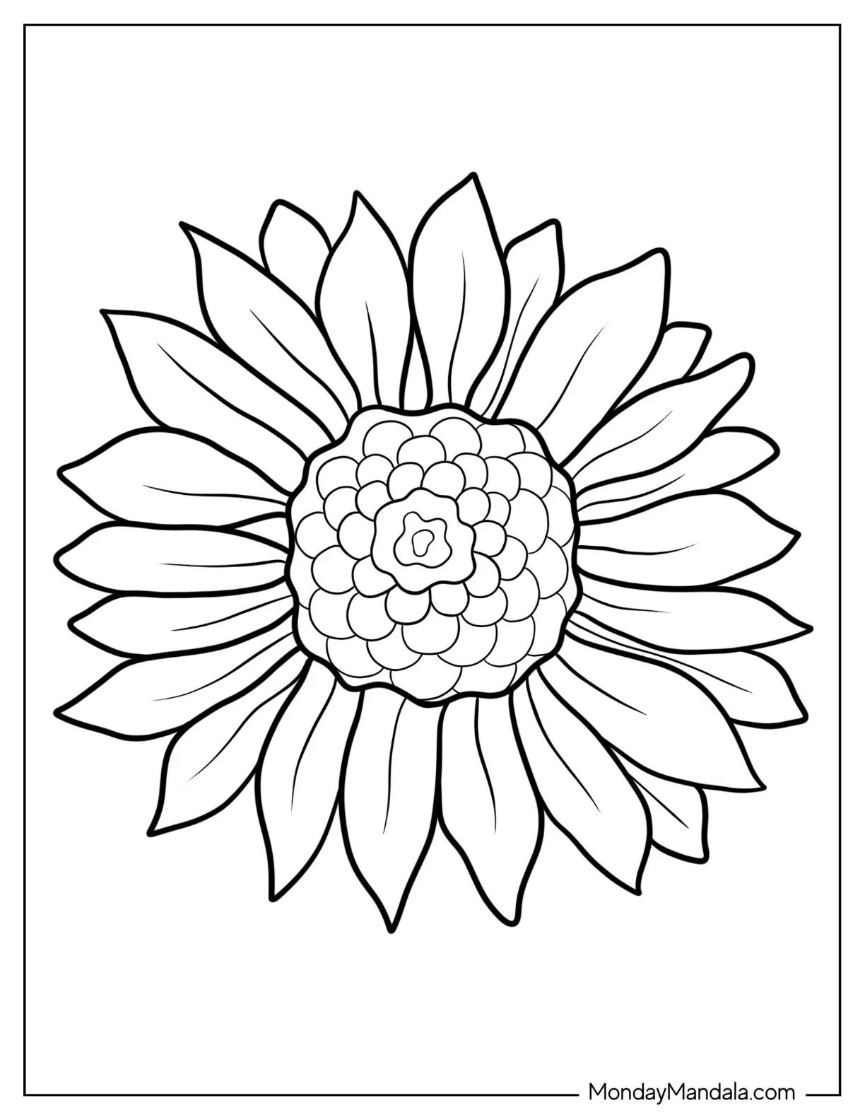 Flower Coloring Pages Of Sunflower Head Outline For Kids coloring page