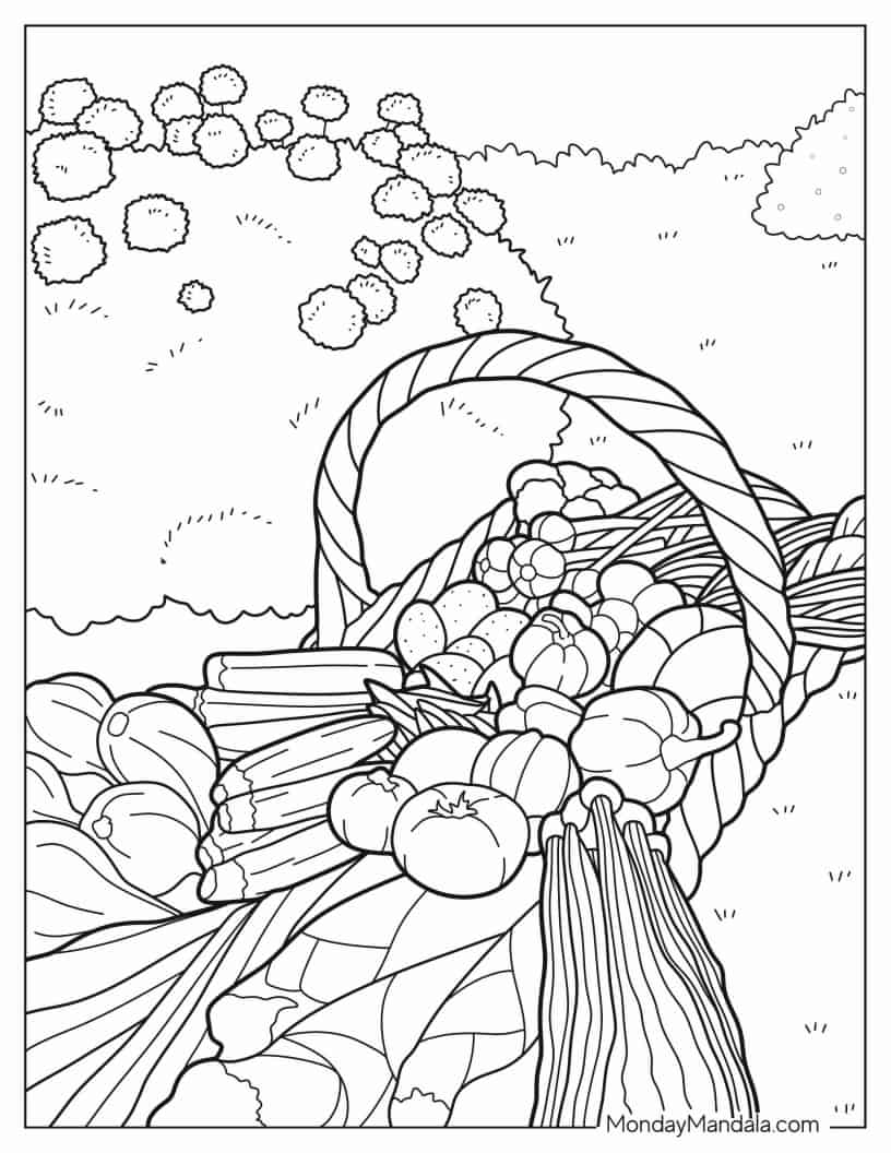 Realistic Coloring Sheet of Vegetable Harvest From Garden coloring page