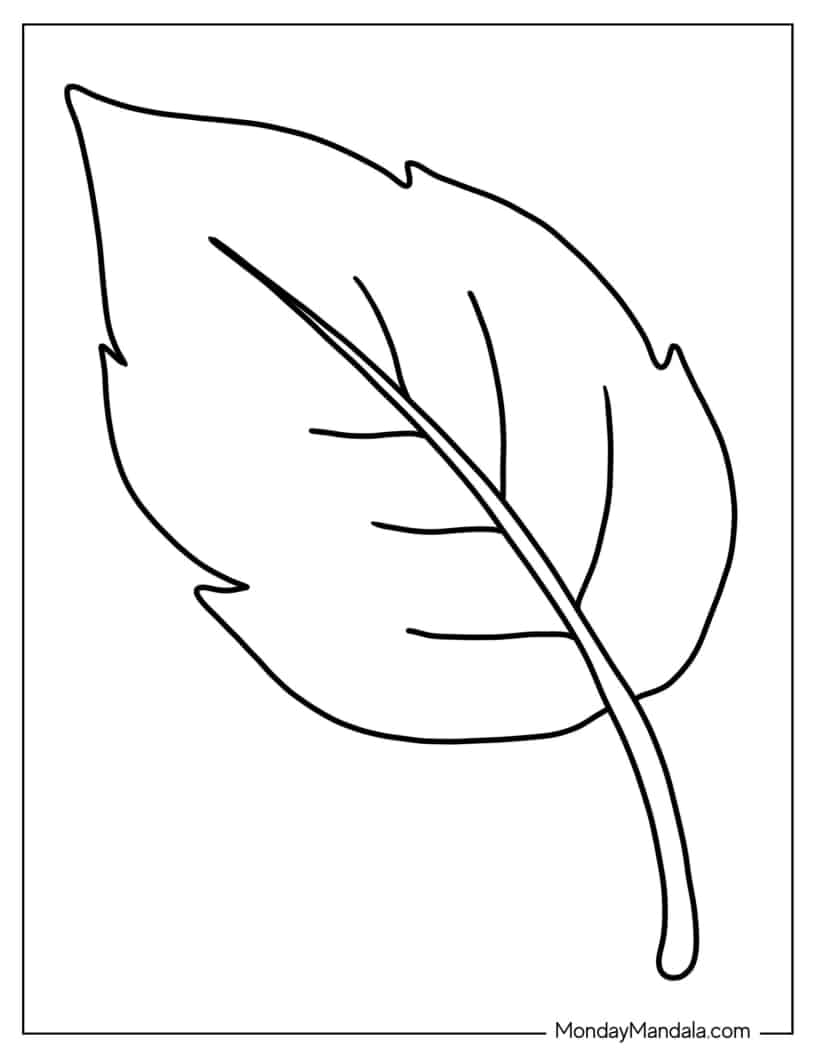 Easy Leaf Coloring Page For Preschoolers coloring page — printable line art