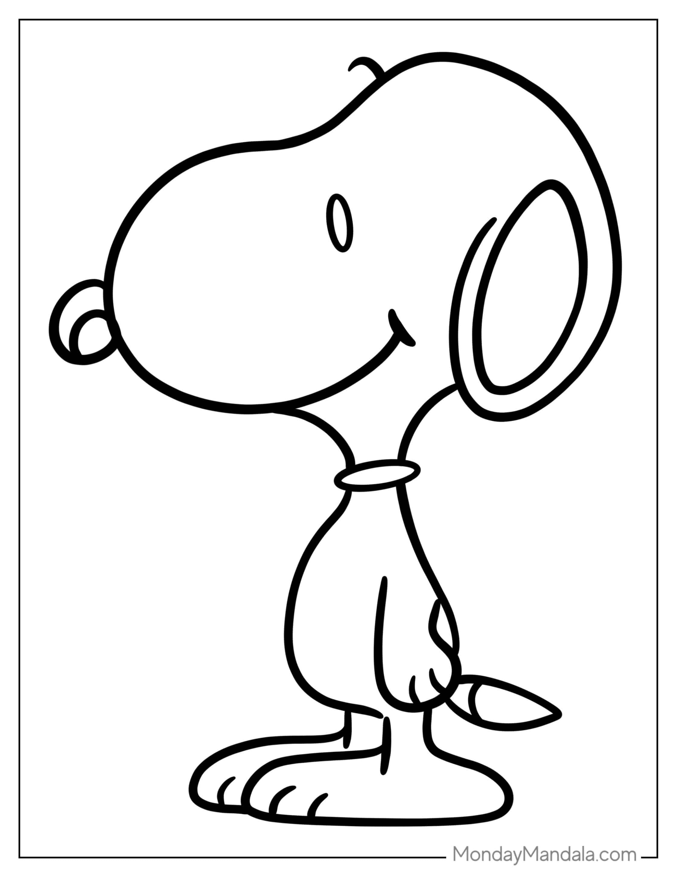 Easy Outline Of Snoopy To Color For Kids coloring page — printable line art