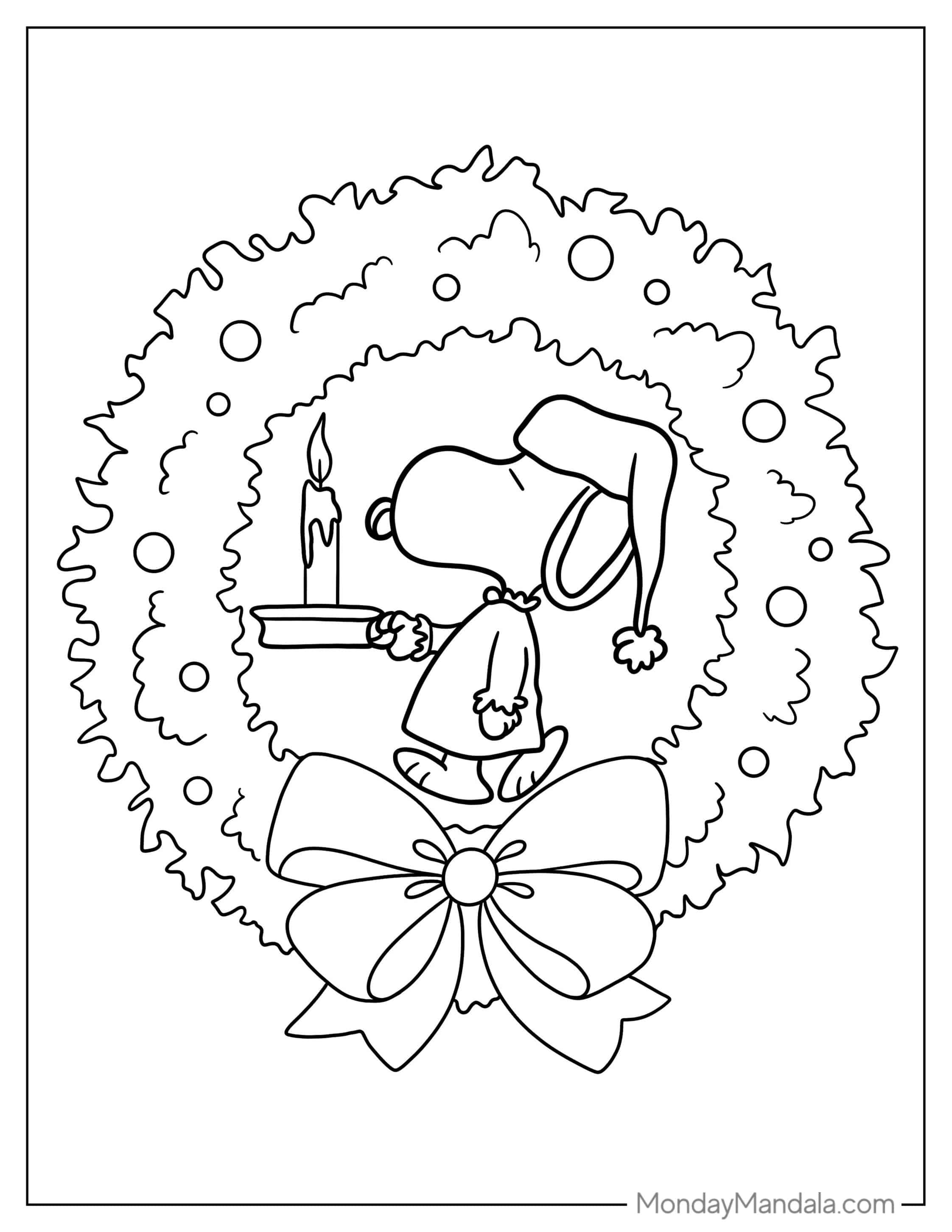 Snoop Themed Christmas Wreath To Color coloring page
