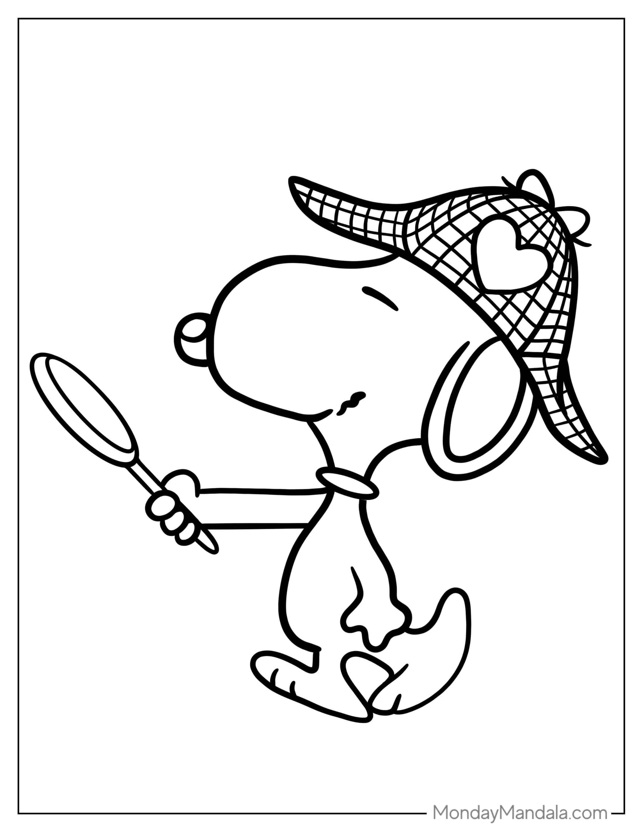 Snoopy As a Detective Coloring Sheet coloring page — printable line art