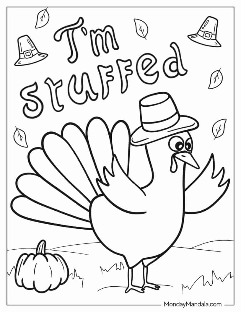 Easy Thanksgiving Turkey Outline Coloring In For Kids coloring page