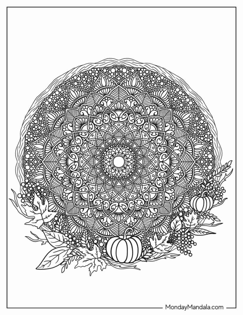 Intricate Thanksgiving Mandala coloring page