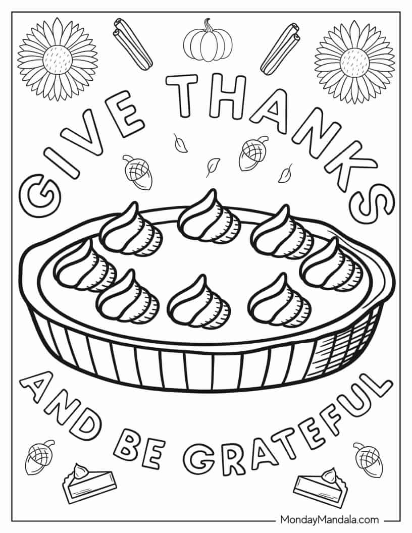 Outline Of Thanksgiving Pie Coloring Page coloring page