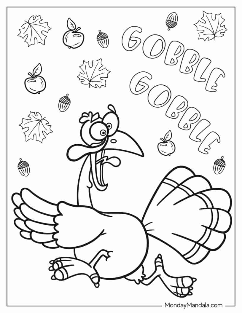 Thanksgiving Turkey Running Away coloring page