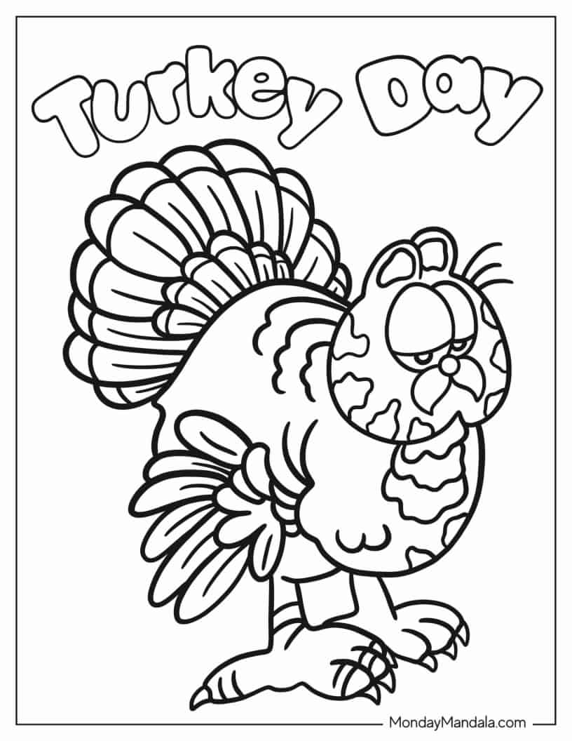 Turkey Garfield Coloring Sheet coloring page — printable line art