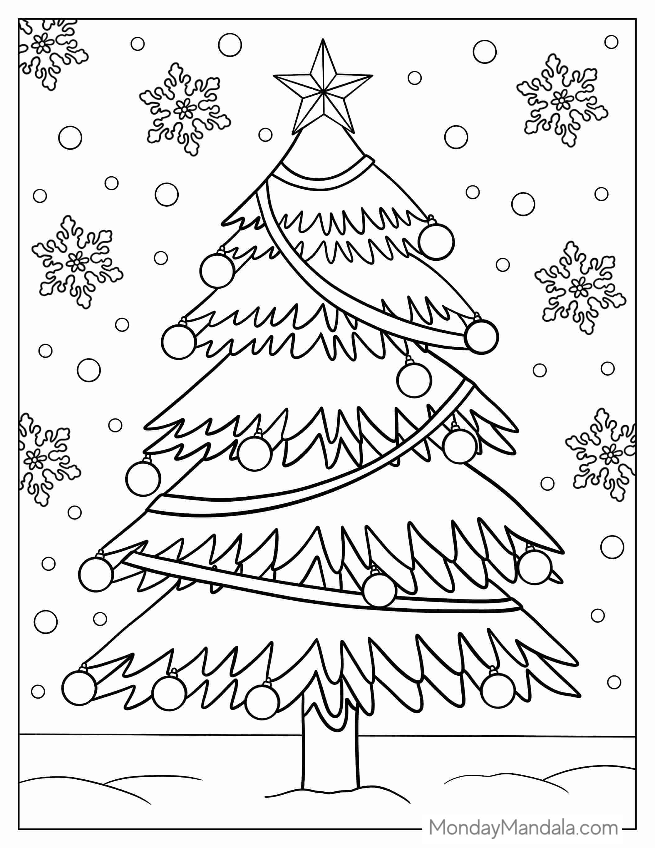 Christmas Tree With Ornaments To Color coloring page