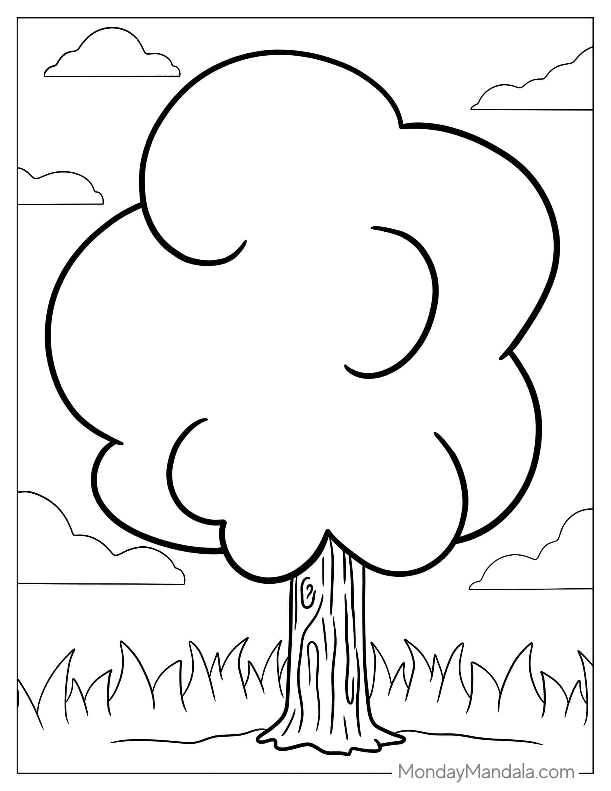 Easy Outline Of a Tree For Preschoolers To Color coloring page — printable line art