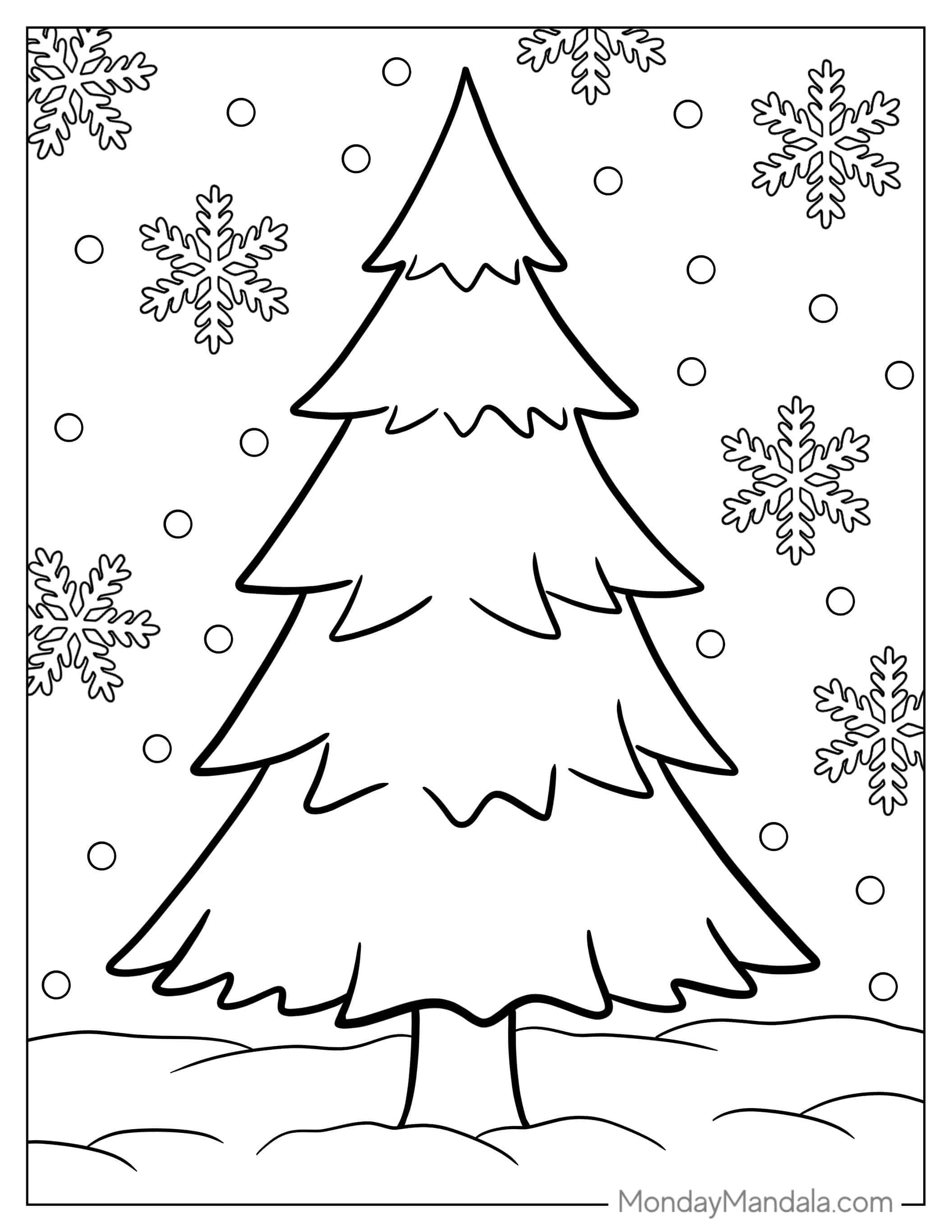 Easy Outline Of Pine Tree For Preschoolers coloring page — printable line art