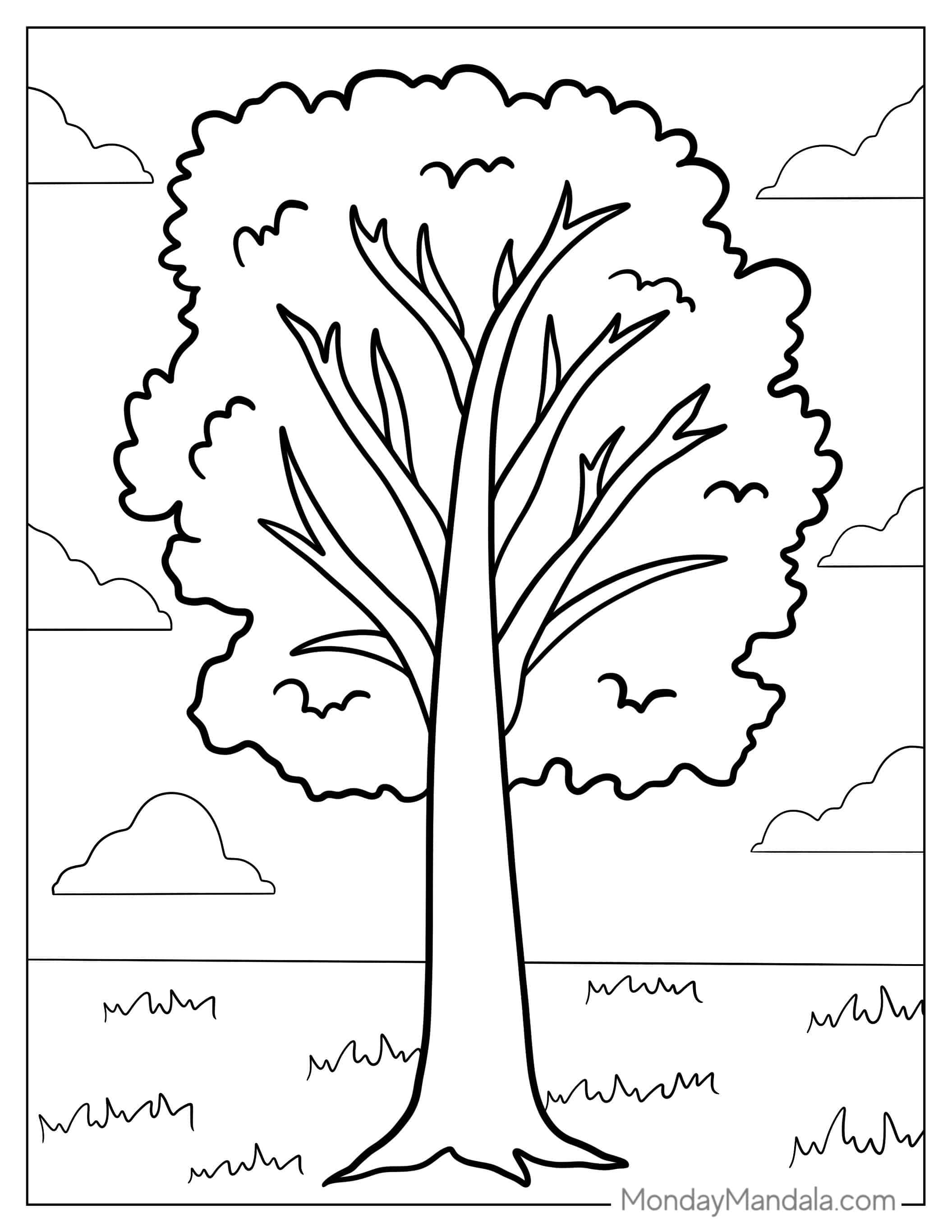 Simple Poplar Tree Coloring Page coloring page