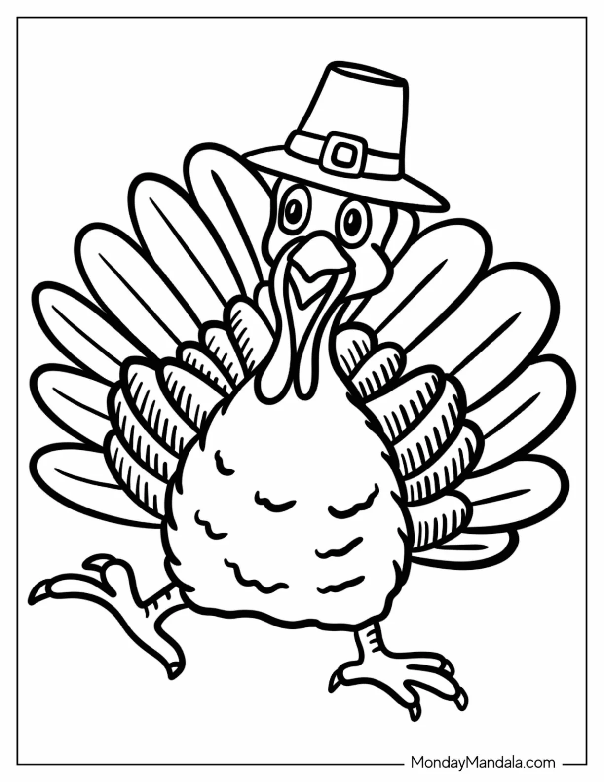 Cute Turkey Coloring Page Walking For Preschoolers coloring page — printable line art