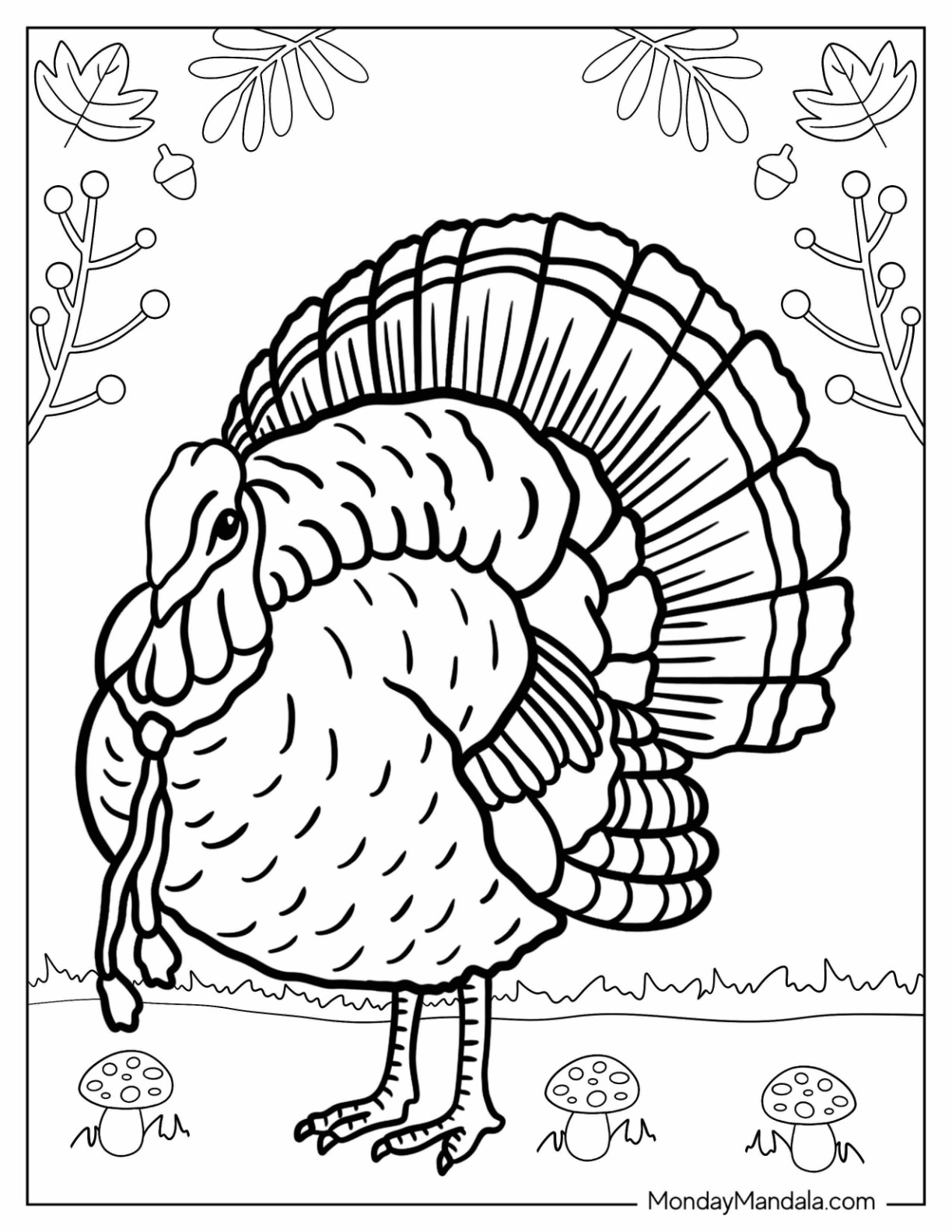 Dindon de Ronquières Turkey coloring page — printable line art