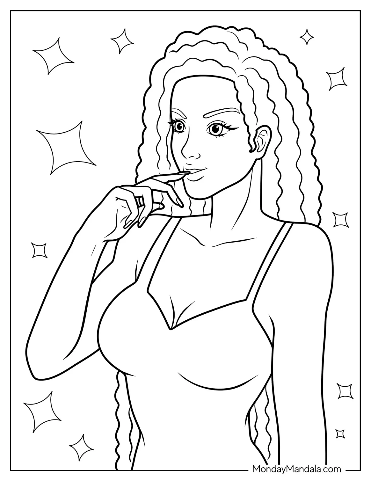 Black Girl & Boy Coloring Page Biting Nail coloring page — printable line art