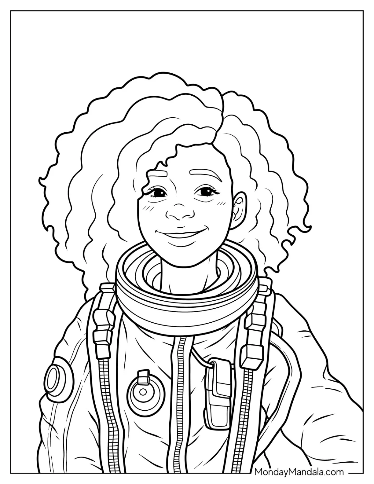 Black Girl & Boy Coloring Page In Astronaut Space Suit coloring page