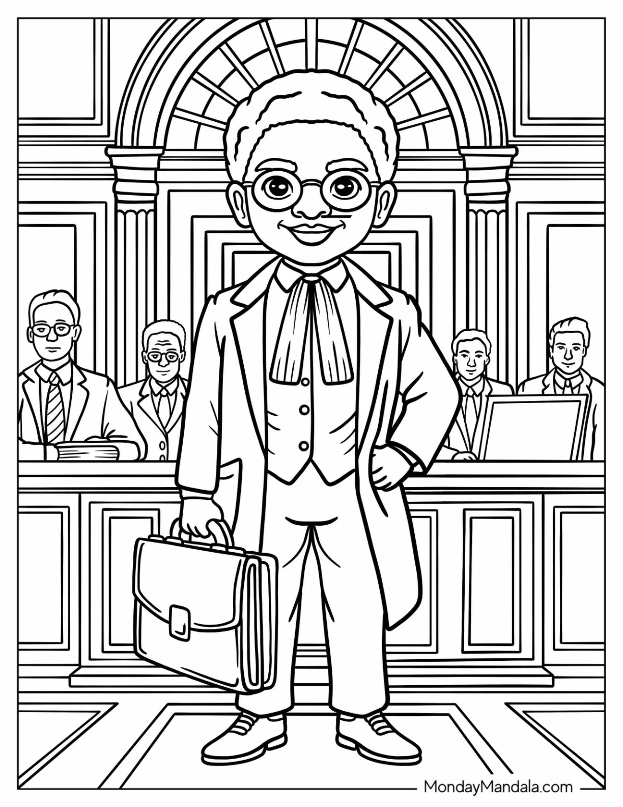 Politician Black Girl & Boy Coloring Page in Suit coloring page — printable line art