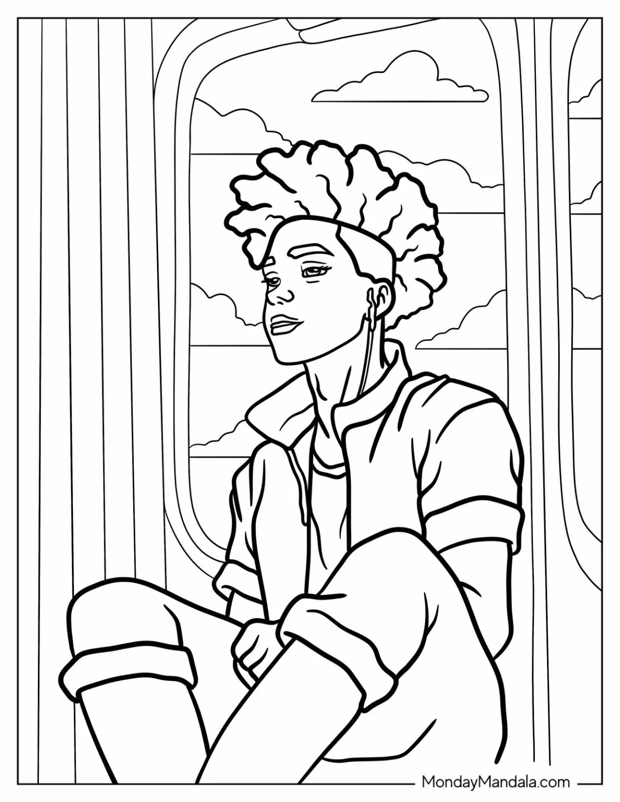 Realistic Black Girl & Boy Coloring Page With Frohawk coloring page