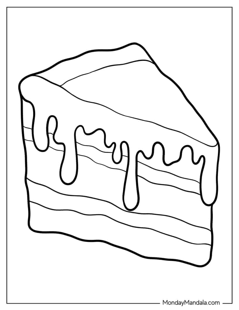 Cake Slice Outline Coloring In For Preschoolers coloring page