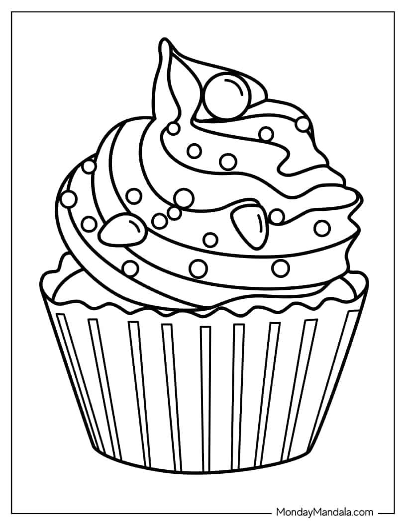 Coloring Sheet Of Cupcake For Toddlers coloring page — printable line art