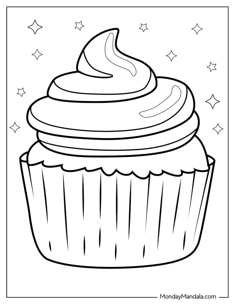 Vanilla Cupcake Coloring Sheet coloring page — printable line art
