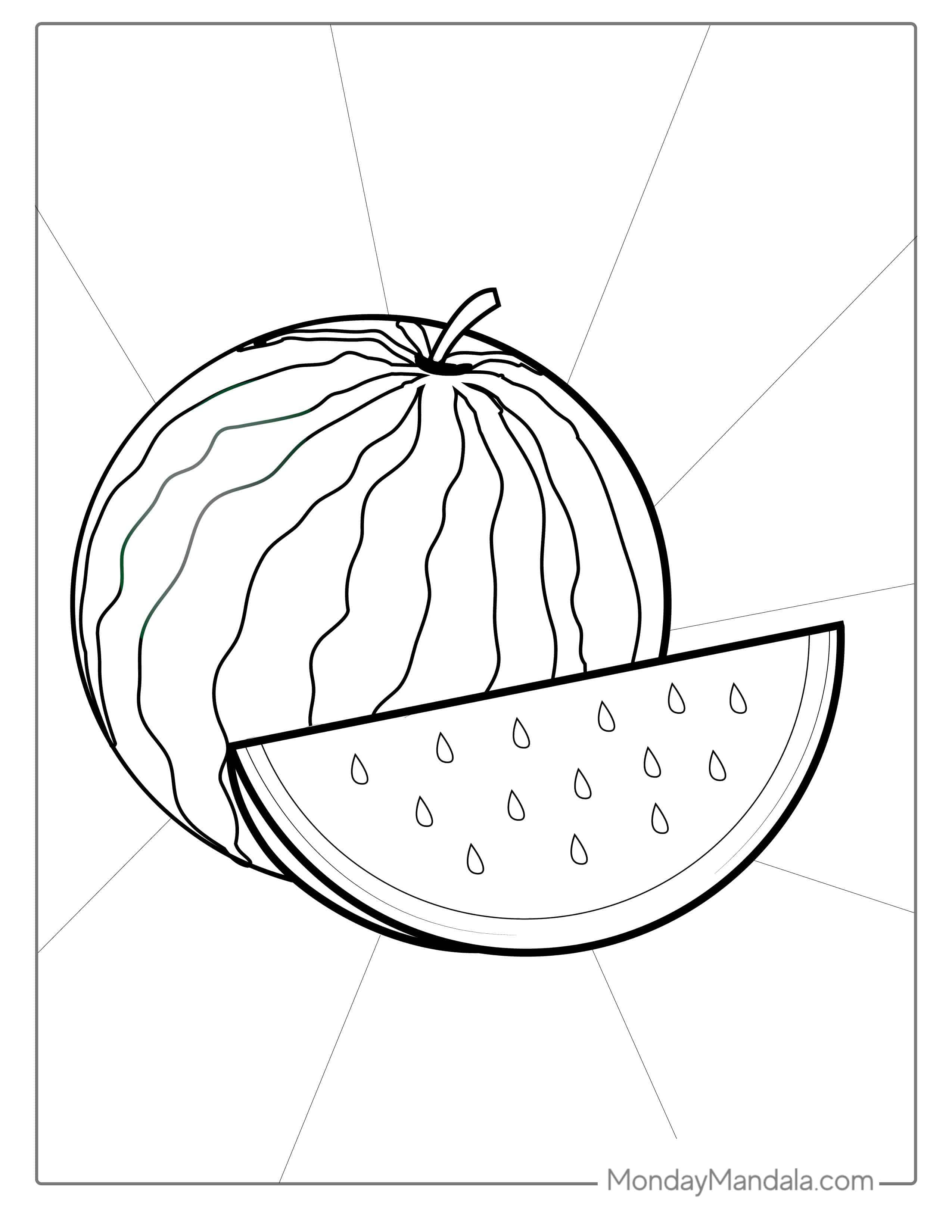 Big Juicy Watermelon Coloring Sheet coloring page