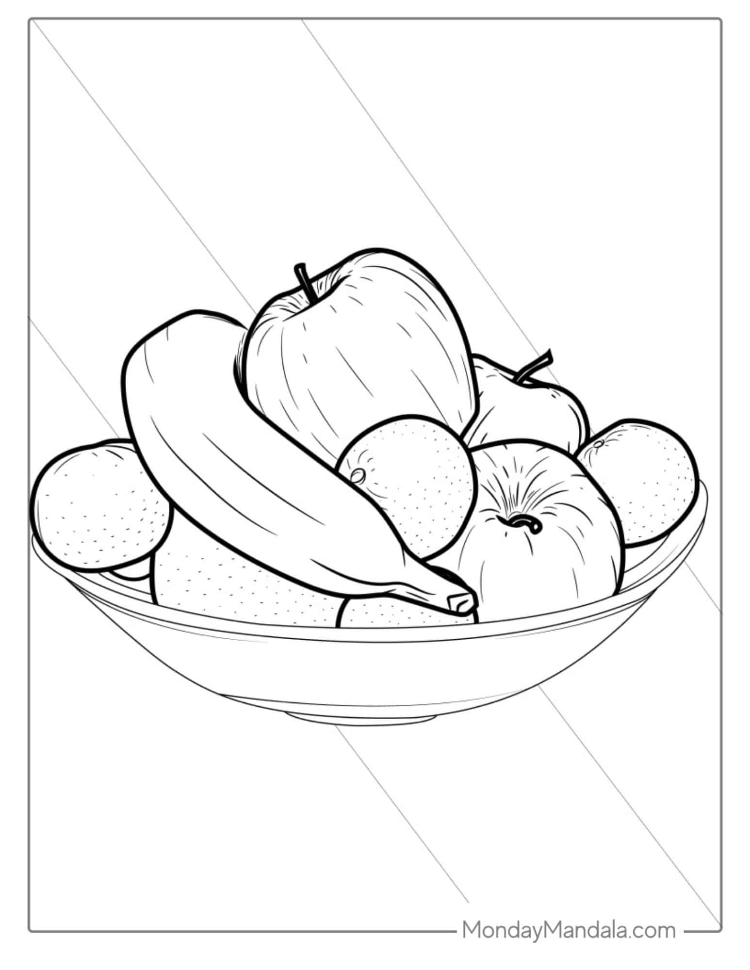 Bowl Of Fruit Coloring Sheet For Kids_ coloring page