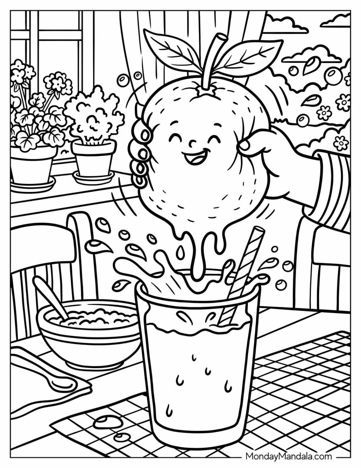 Hand Squeezing Juice Out of an Orange Coloring Sheet coloring page