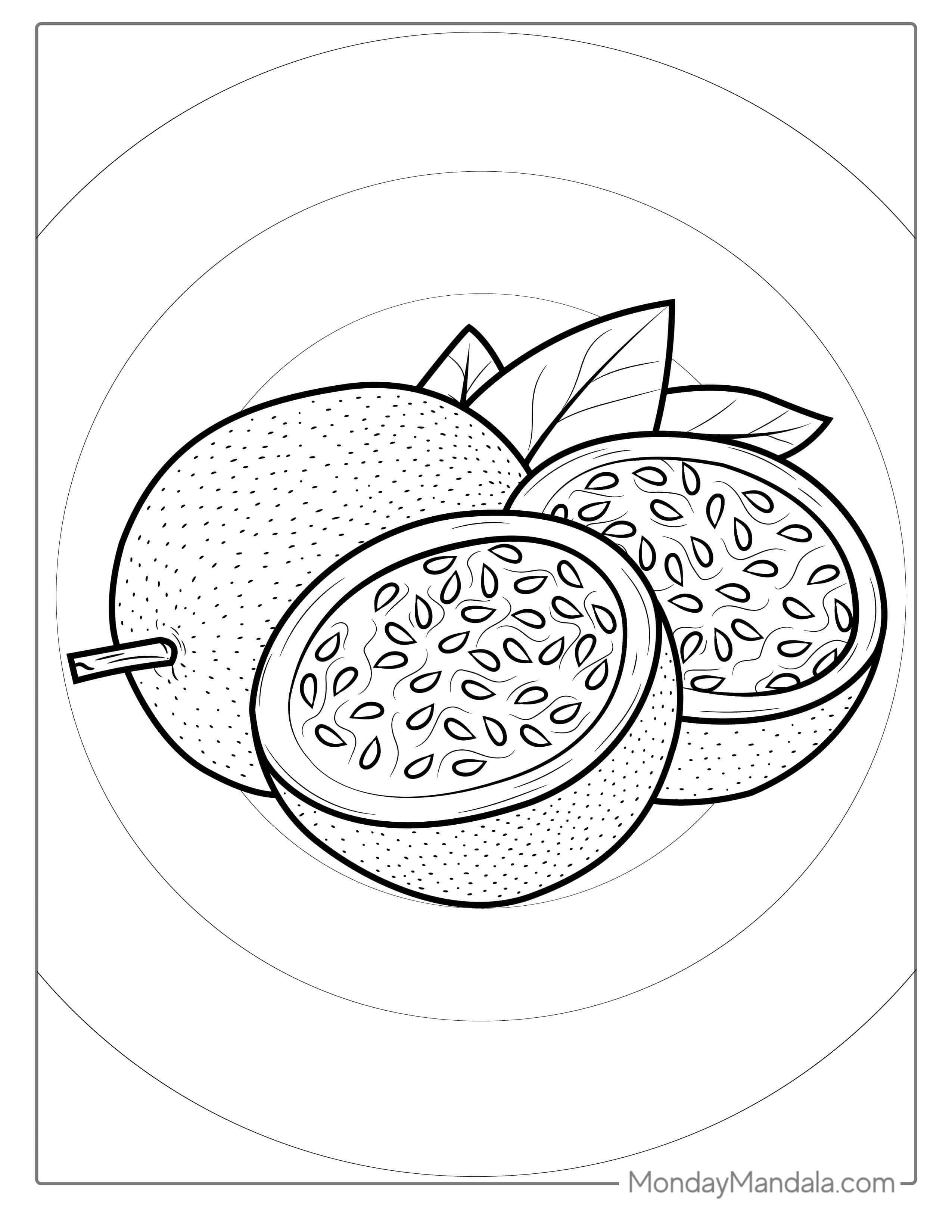 Passion Fruit Coloring Page coloring page