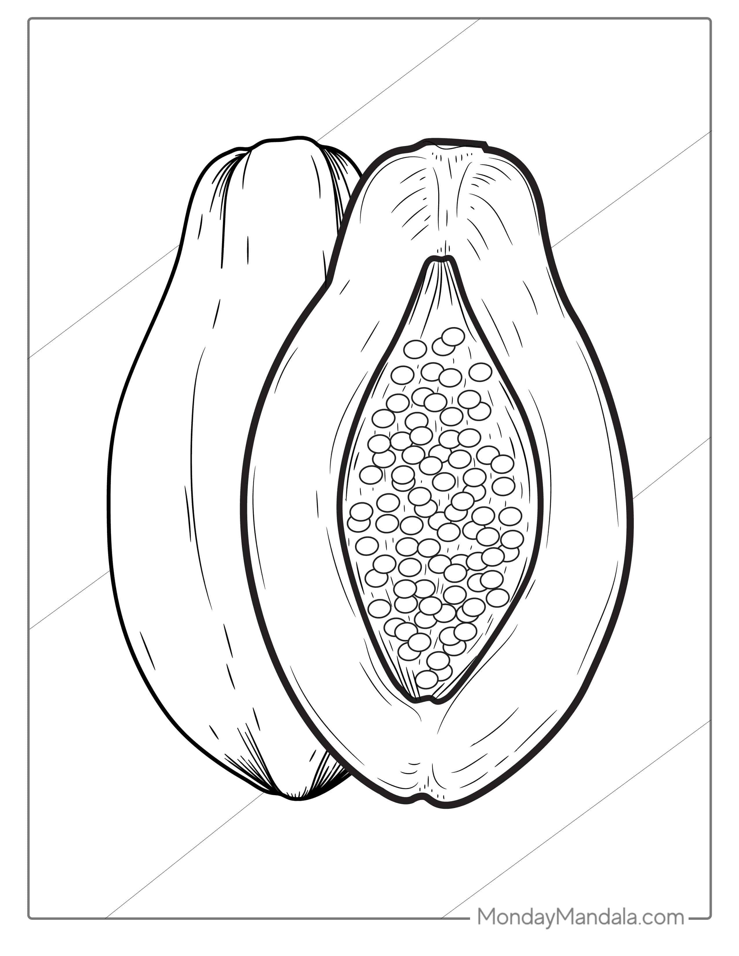 Pawpaw Fruit With Seeds To Color coloring page