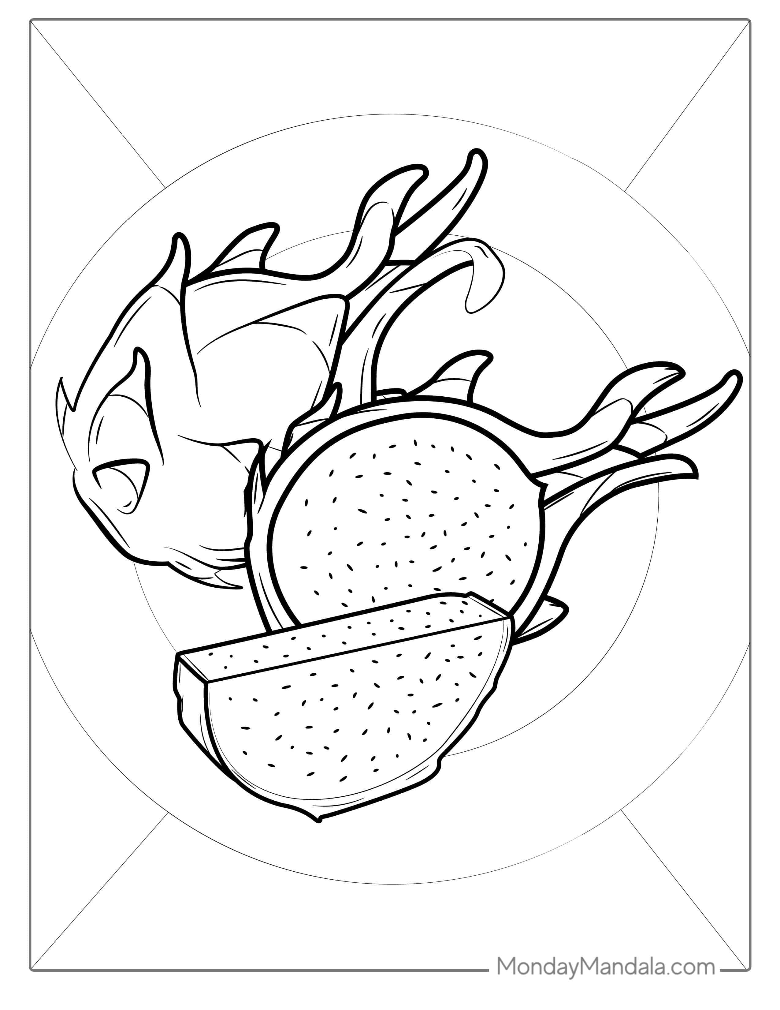 Pink Dragon Fruit Coloring Sheet coloring page