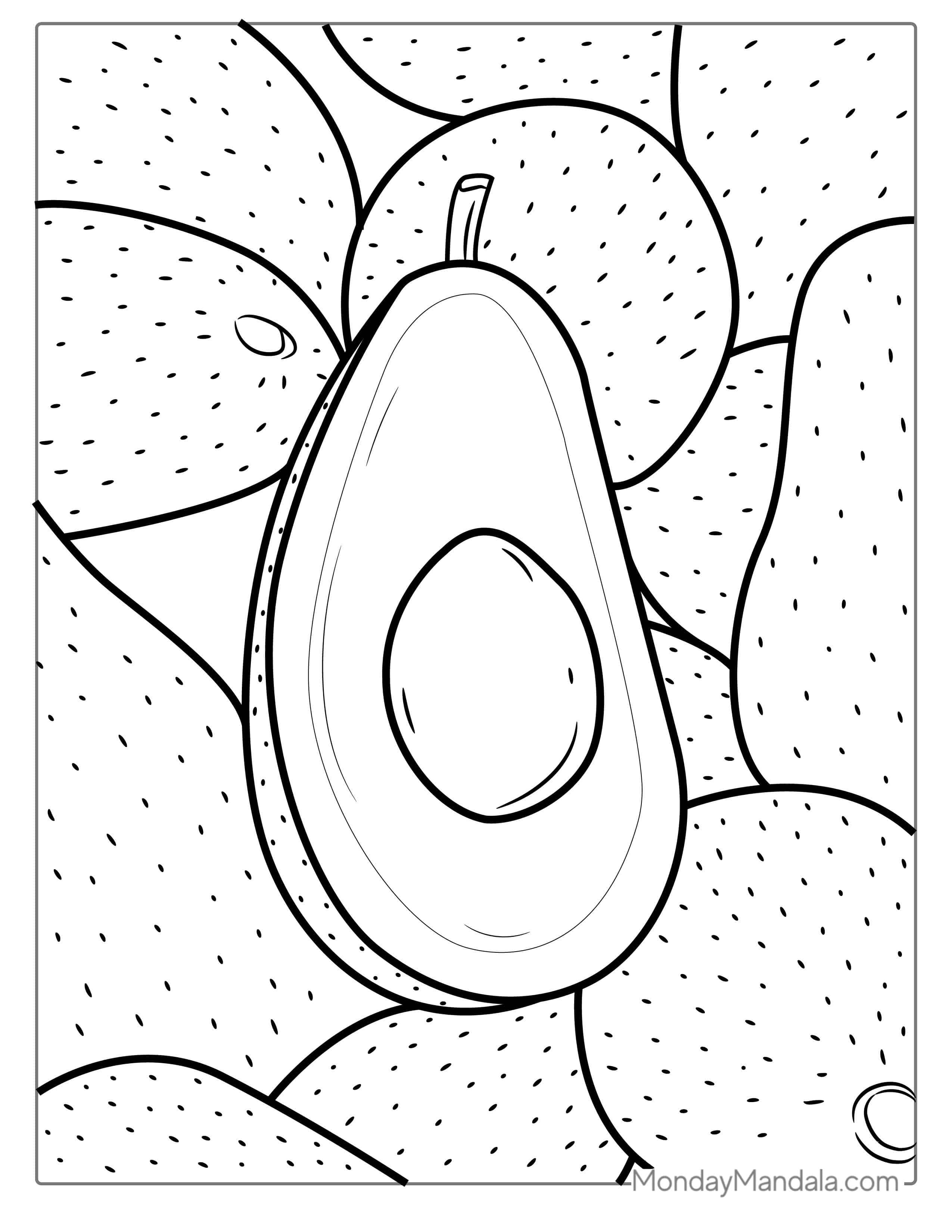 Simple Avocado Coloring Page For Kids coloring page