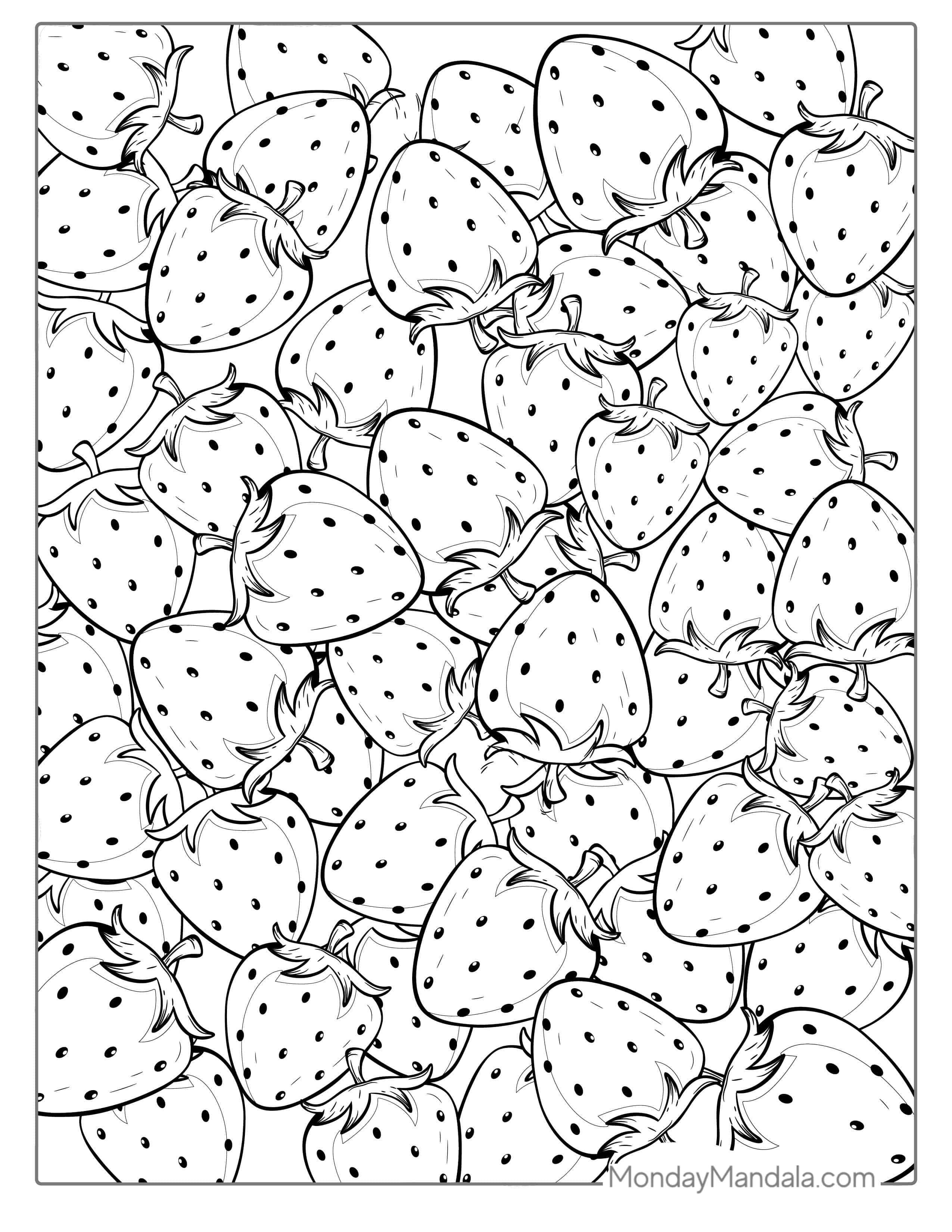 Strawberries Coloring Sheet coloring page