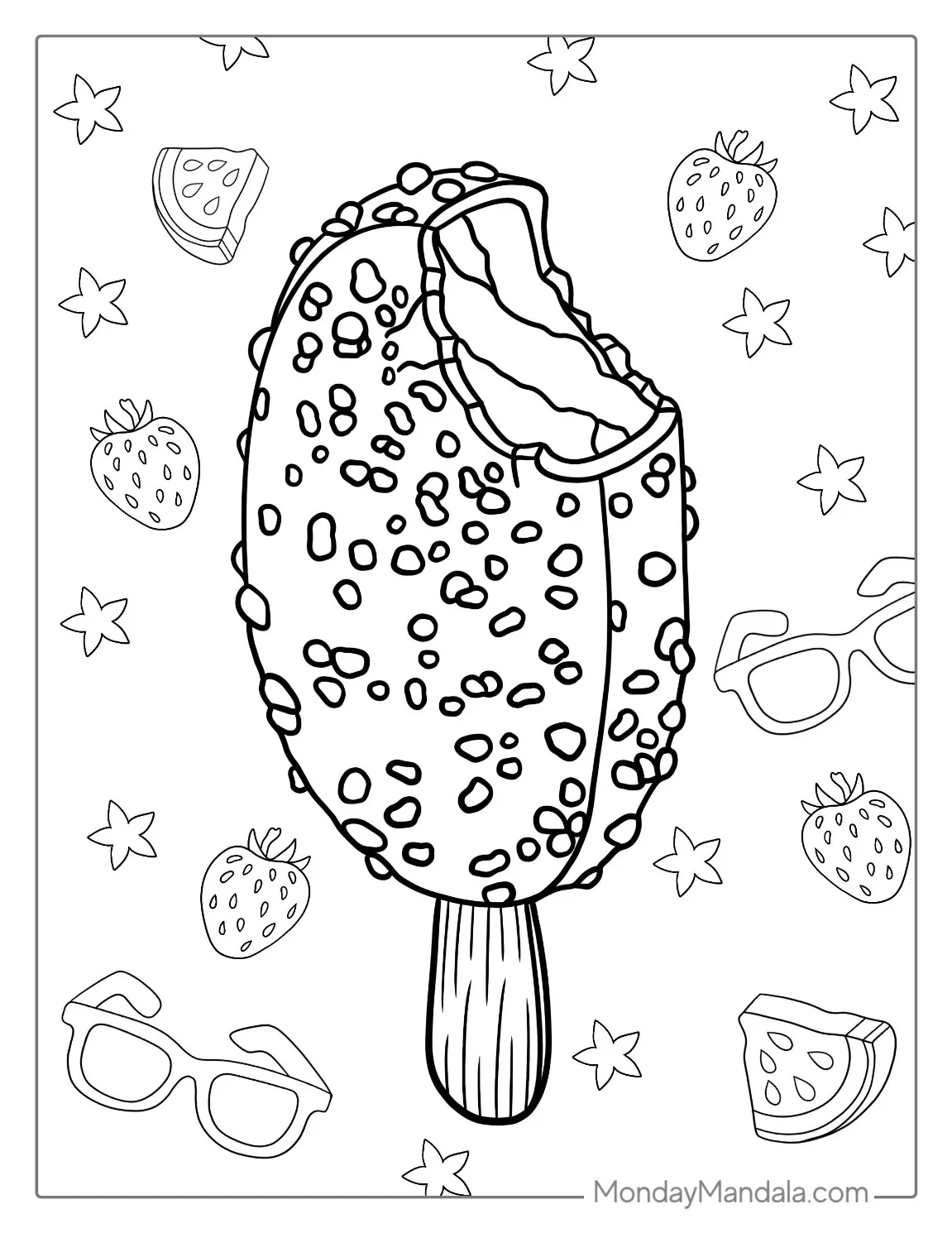 Choc Chip Ice Cream Coloring Page Bar For Preschoolers coloring page