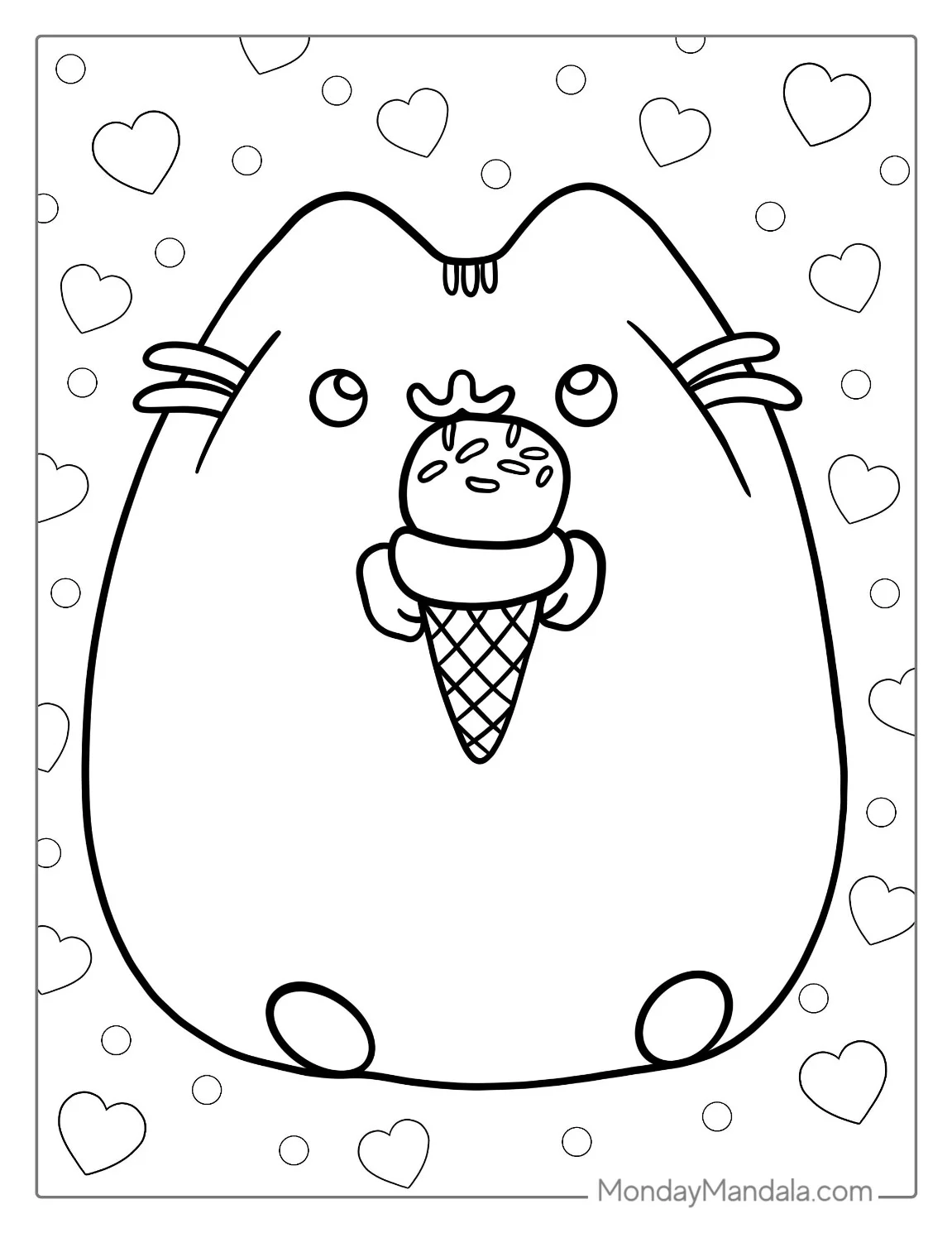 Pusheen Ice Cream Coloring Page coloring page