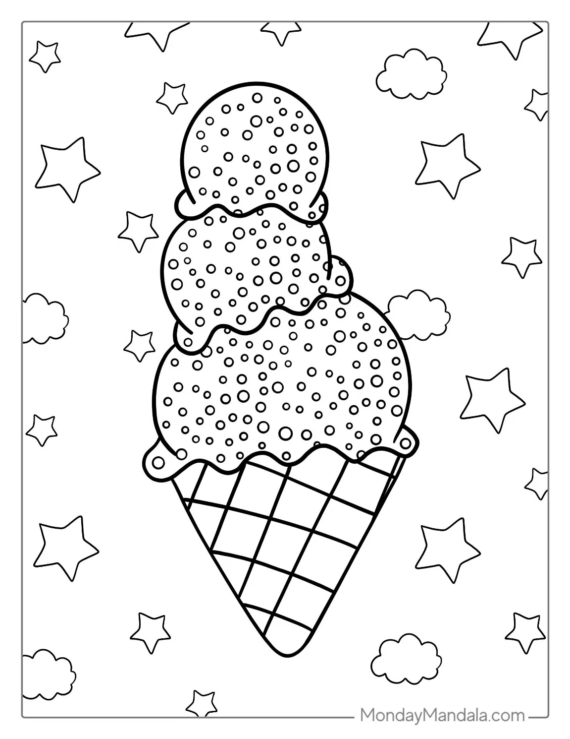Simple Outline Of An Ice Cream Coloring Page Waffle Cone coloring page