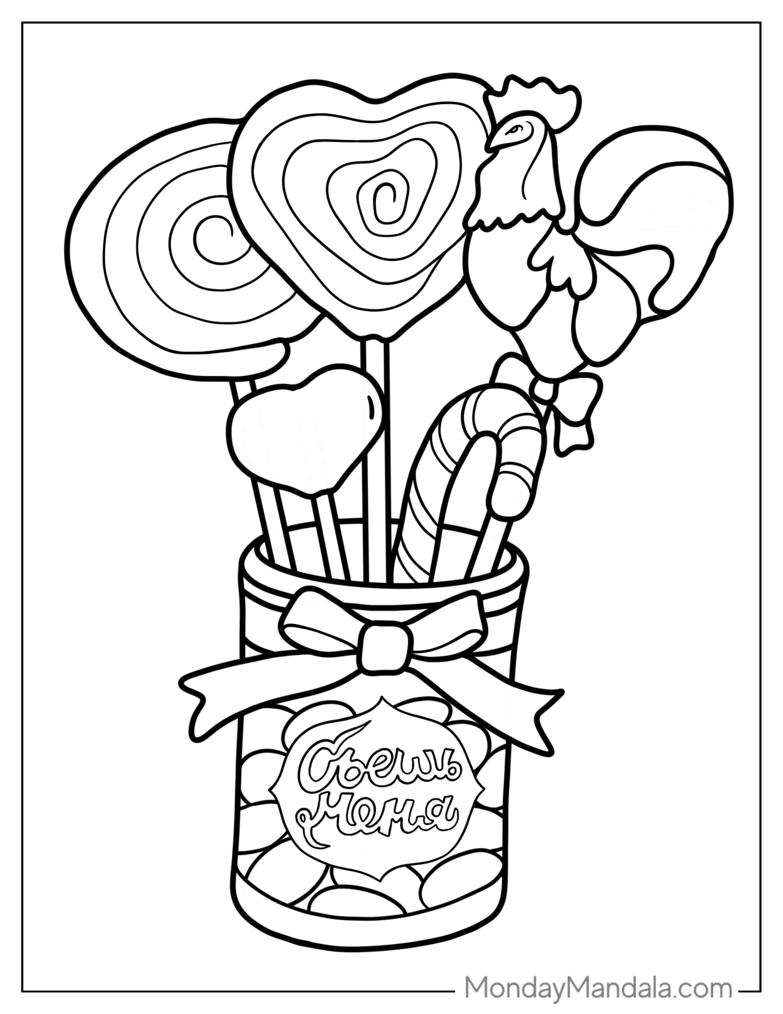 Assorted Lollipops In Different Shapes And Sizes coloring page