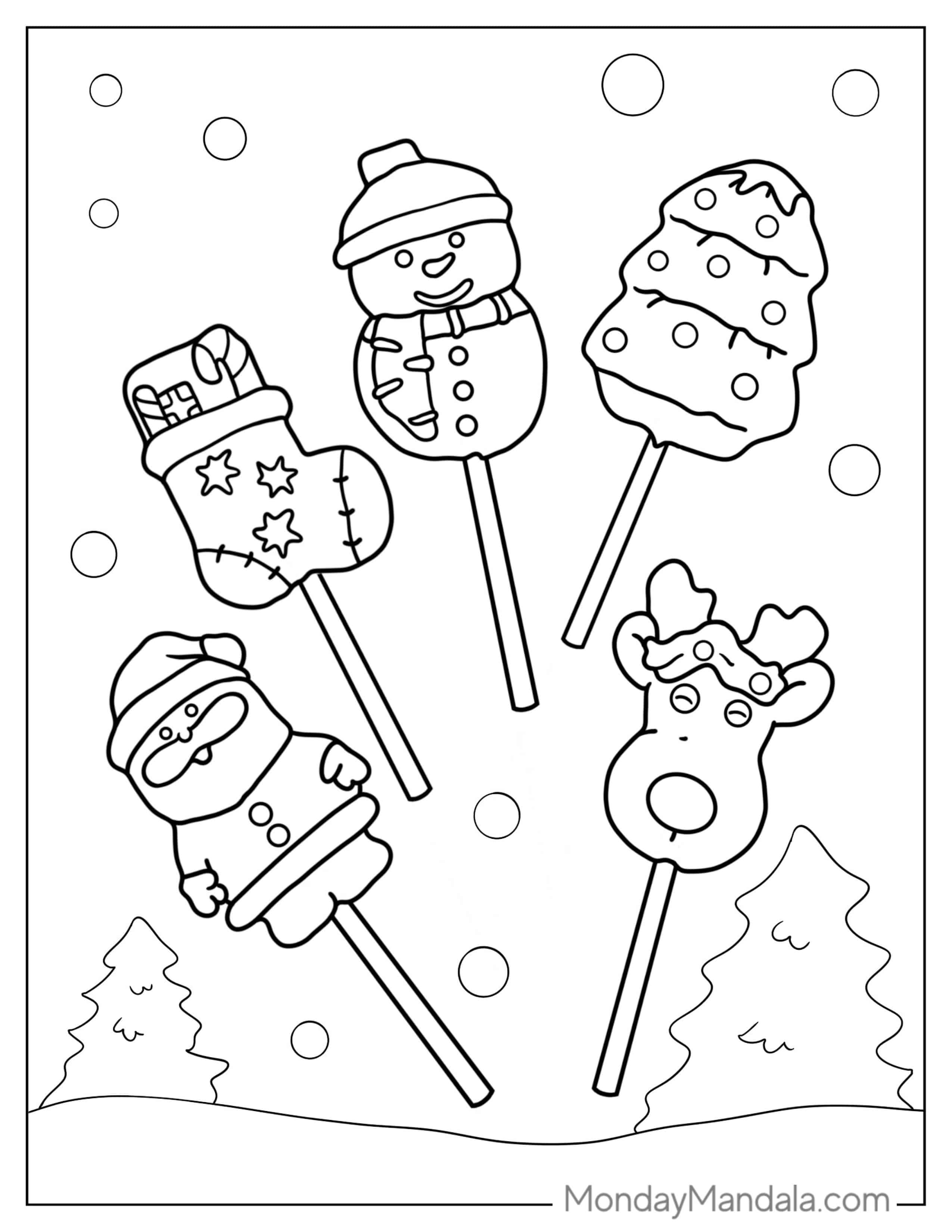 Christmas Themed Lollipops To Color coloring page