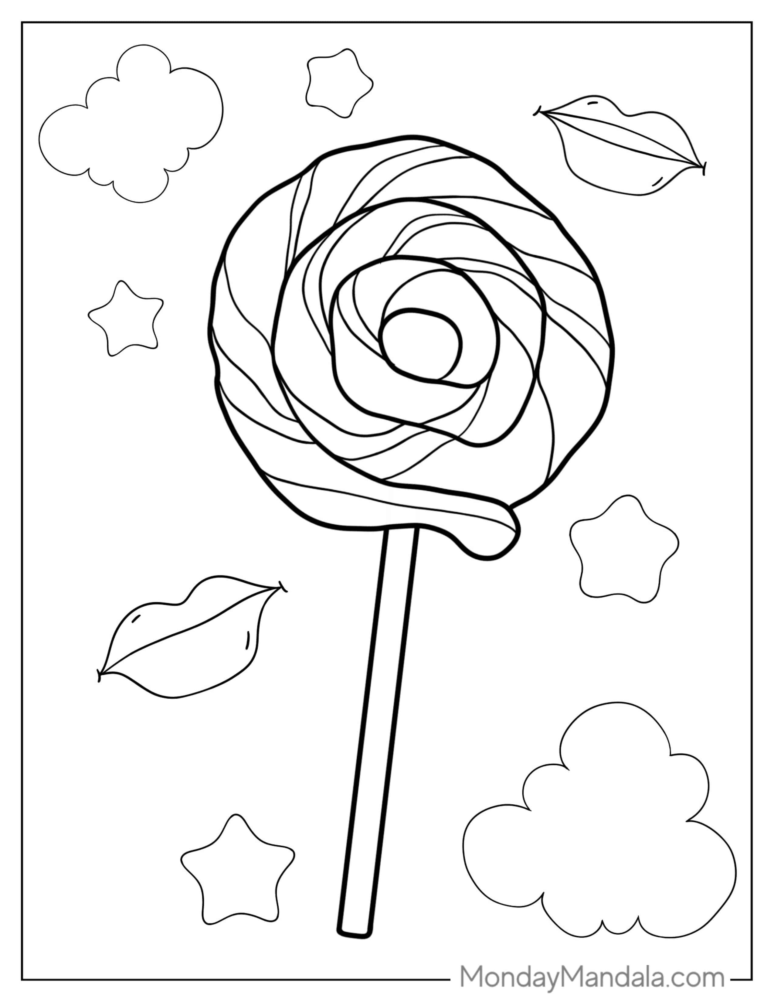 Coloring Page Of a Swirled Lollipop coloring page — printable line art